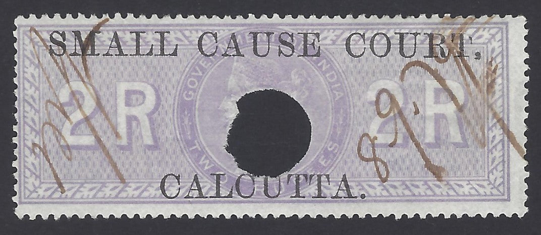 India SMALL CAUSE COURT CALCUTTA QV 1868- QV 2R on Sp Adh used. Barefoot #81
