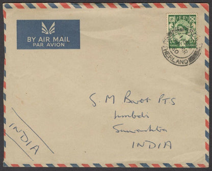 GB Great Britain Queen Elizabeth II Scotland 1/3 single franked cover to India