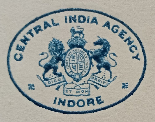 CENTRAL INDIA AGENCY * INDORE crested letter 1931 India