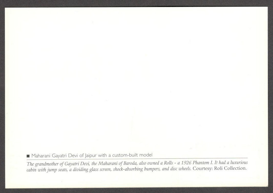 India VINTAGE CARS card Custom ROLLS ROYCE for Maharani of Jaipur Gayatri Devi