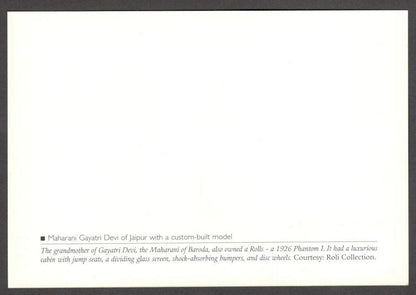 India VINTAGE CARS card Custom ROLLS ROYCE for Maharani of Jaipur Gayatri Devi