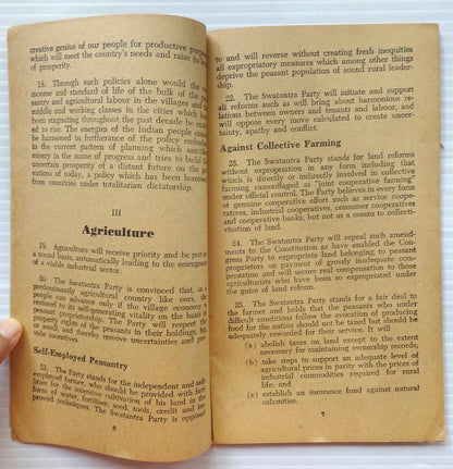 India 1962 Swatantra Party manifesto