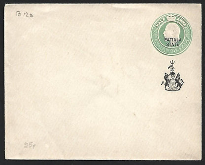 India PATIALA STATE 1904 KEdVII 1/2a green large envelope mint. HG #B12a