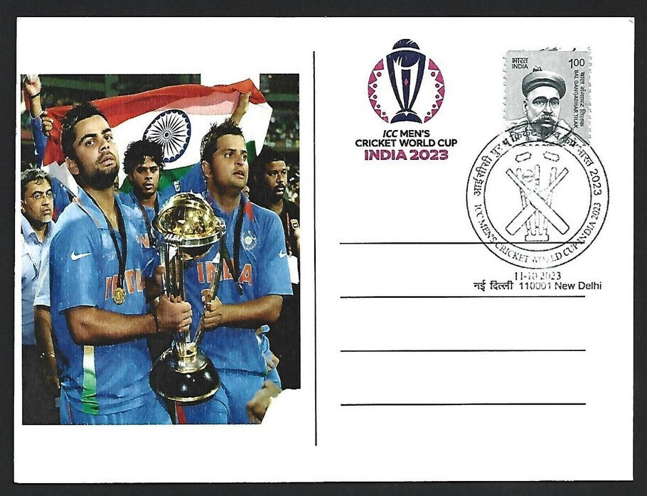 India 2023 ICC Cricket World Cup postcard VIRAL KOHLI & SURESH RAINA