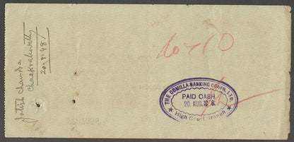 India 1944-1949 check cheques The Comilla Banking Corporation Ltd.(3) Calcutta