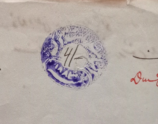 AOP India Mahlog State stamp paper Type 2 4R violet UNLISTED