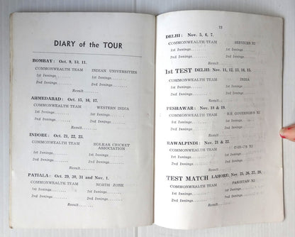 West Indies Cricket Tour of India souvenir / programme 1949-50