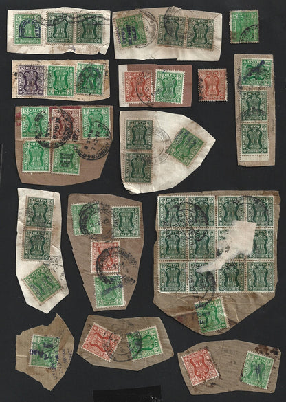 India 1971 Refugee Relief rubberstamp ovpts on pieces 19 pic LARGE COLLECTION