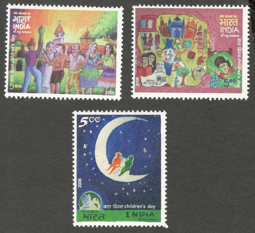 AOP India 2008 National Children's Day set of 3 MNH
