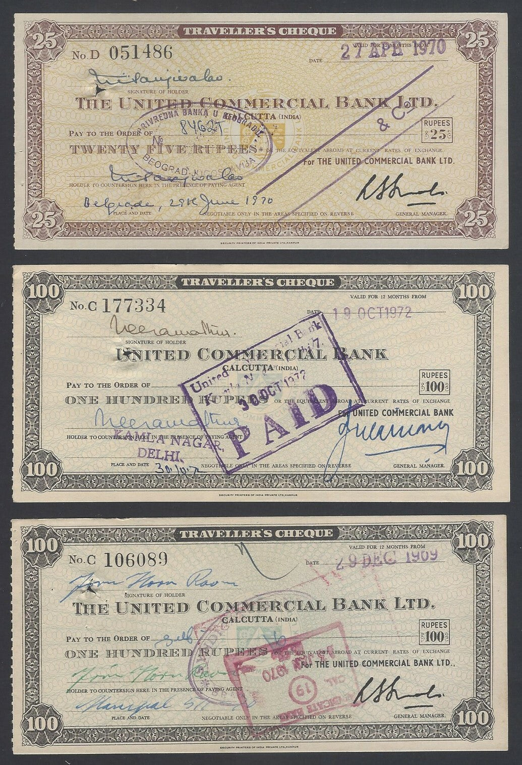 AOP India Travelers cheques checks used (4)