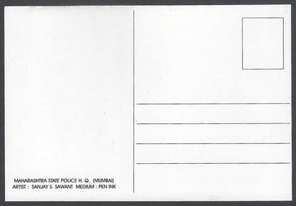 AOP India BOMBAY sketch postcard POLICE HQ
