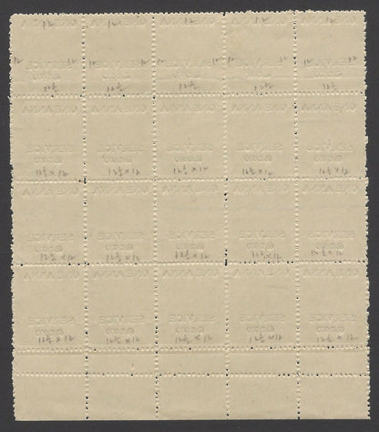 India Travancore Cochin Off 1a compound perf unused block of 20 SG O17d £160.00