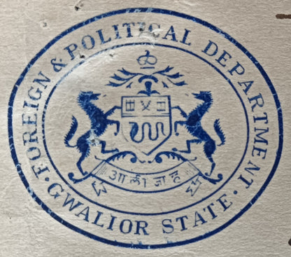 India 1945 crested letter FOREIGN & POLITICAL DEPARTMENT / GWALIOR