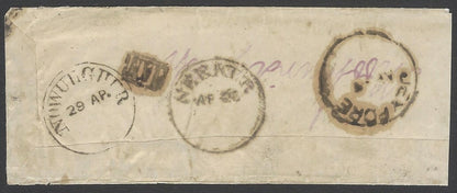AOPIMT India 1880s cover with frameless TPO "T/2 6/1 DN/JUN:9"