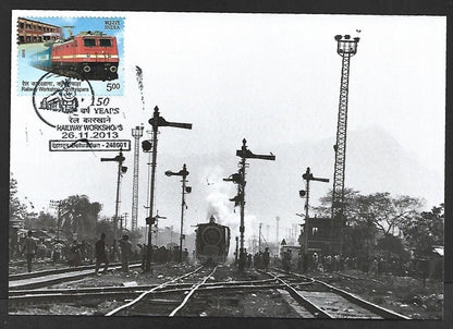 India 2013 50 Year of Railway Worshops maxi card The MAWD I798