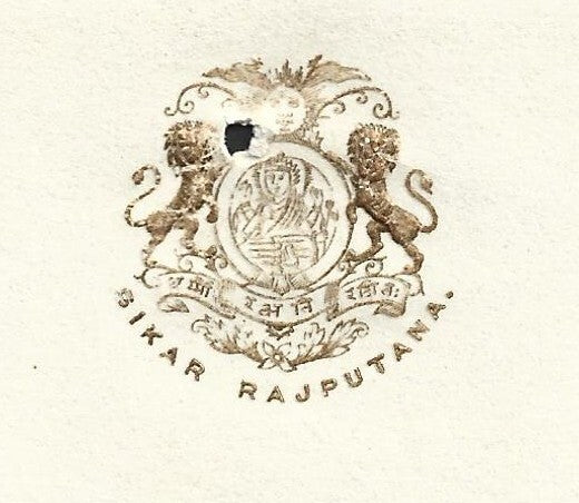 India SIKAR STATE 1928 crested letter