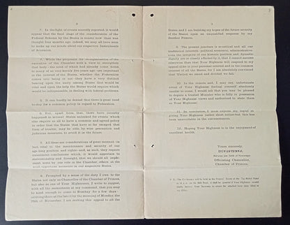 India 1931 Nawanagar State Palace Crested Coat of Arms printed SECRET letter