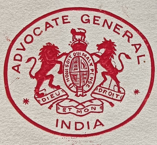 India 1941 crested letter ADVOCATE GENERAL / INDIA