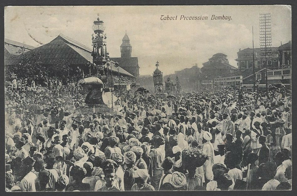India BOMBAY postcard Toboot Procession 1909 to Argentina