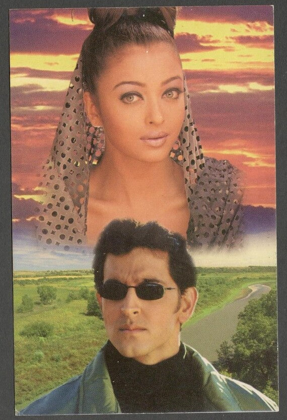 AOP India Bollywood vintage postcard HRITHIK ROSHAN & AISHWARYA RAI