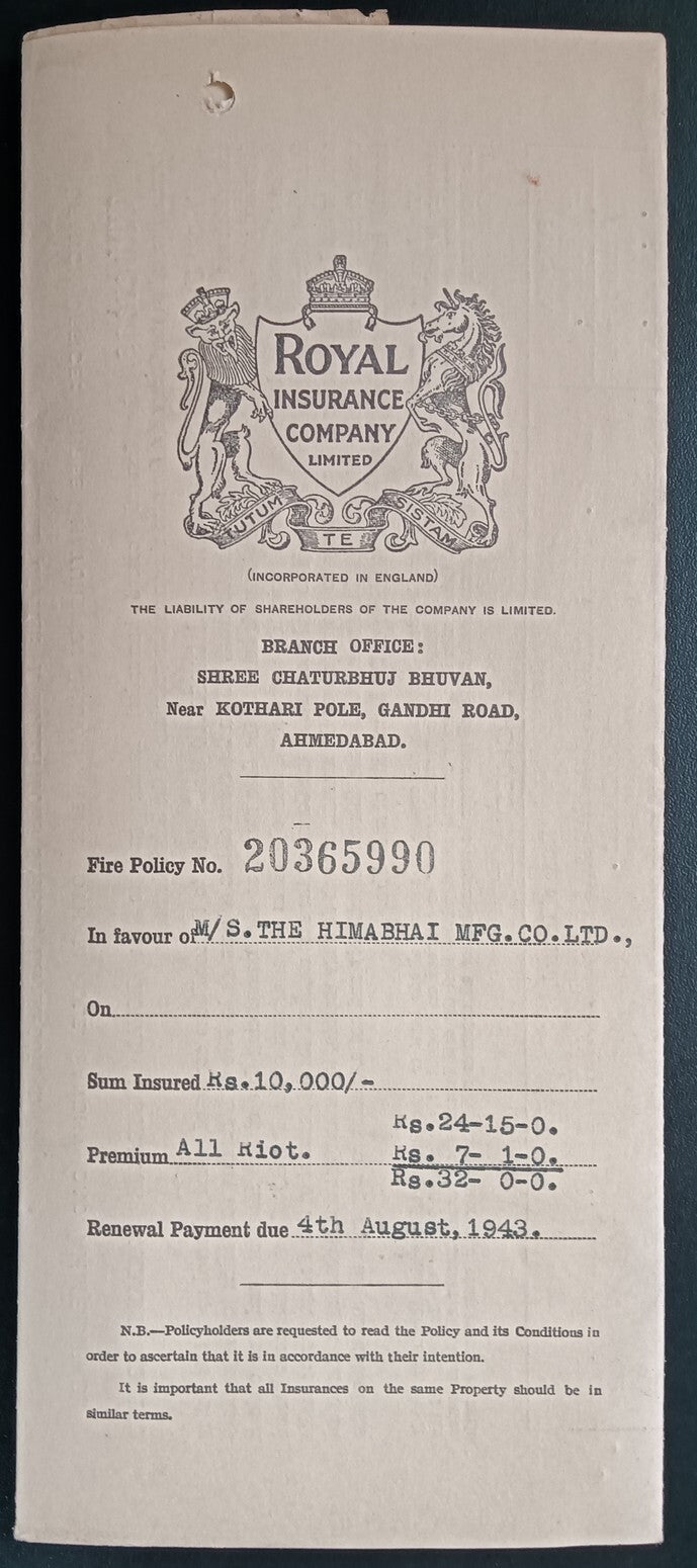 India ROYAL INSURANCE COMPANY 1955