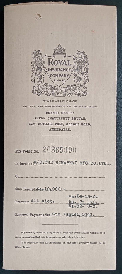 India ROYAL INSURANCE COMPANY 1955