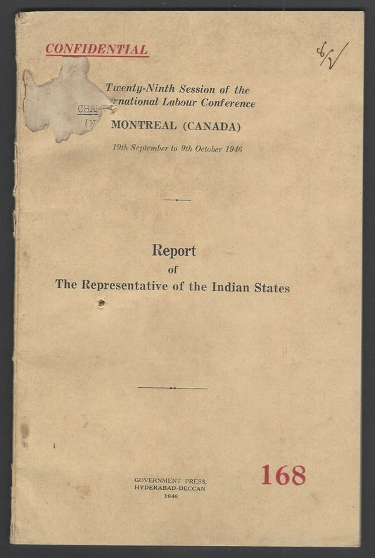 India 1946 Report 29th Session Intl. Labour Conference Montreal Canada 55pgs
