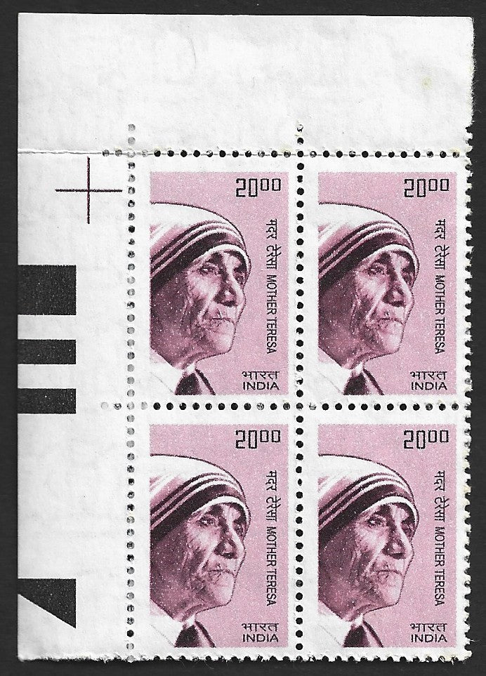 India 2008-11 Mother Teresa 20.00 block of 4 MNH