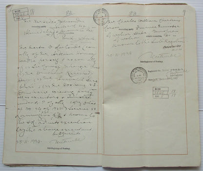India 1938 doc signed Ambalal Sarabai freedom fighter Cowasjee Jehangir Baronet