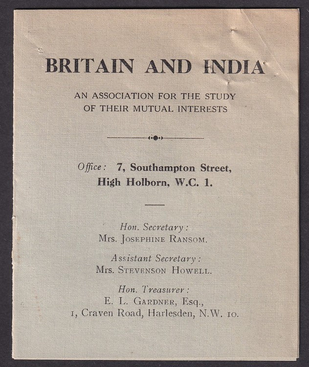 BRITAIN & INDIA Association for the Study of Mutual Interests booklet etc c.1929