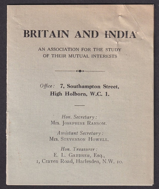 BRITAIN & INDIA Association for the Study of Mutual Interests booklet etc c.1929