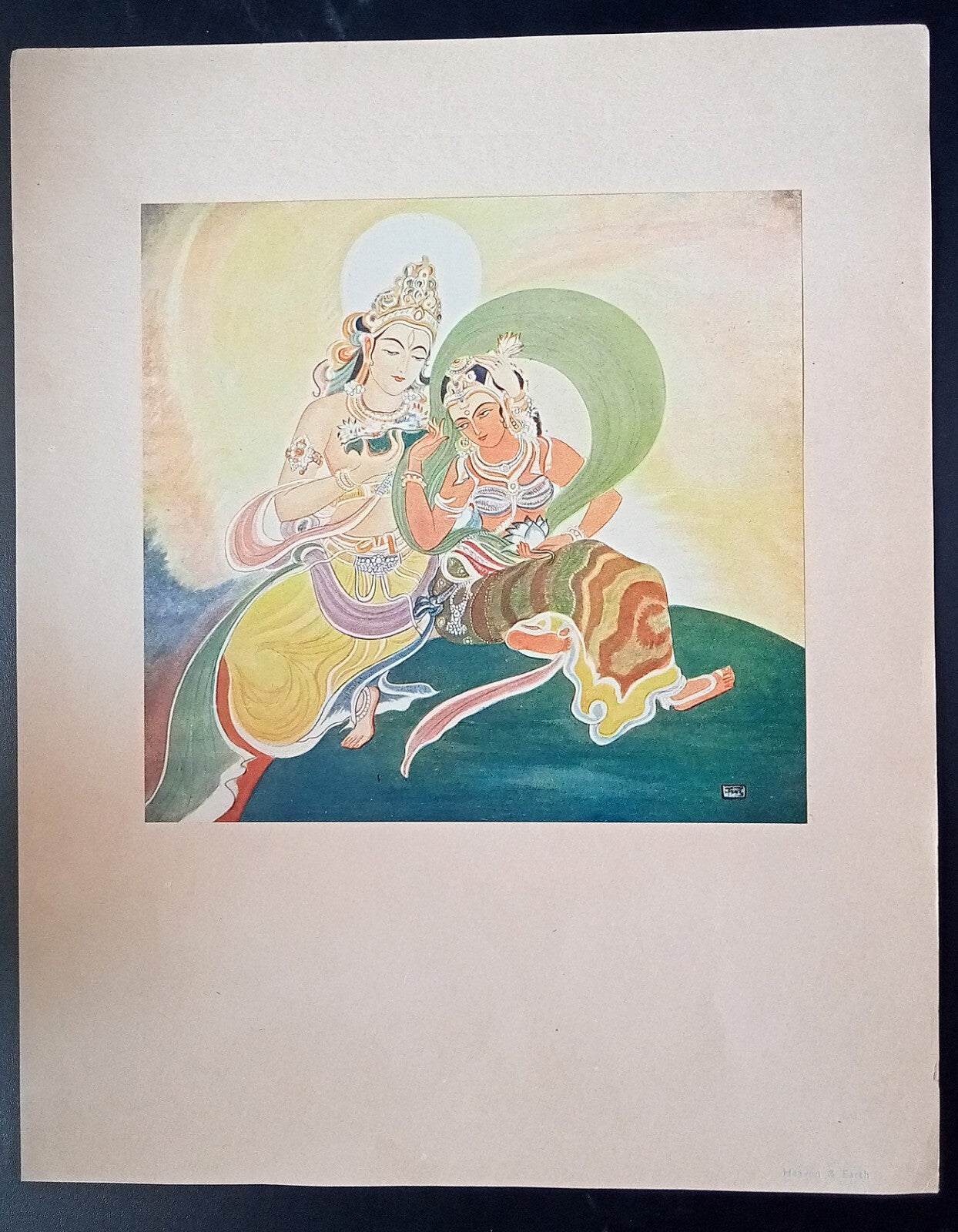 India vintage print HEAVEN & EARTH by KANU DESAI - Geet Govind series