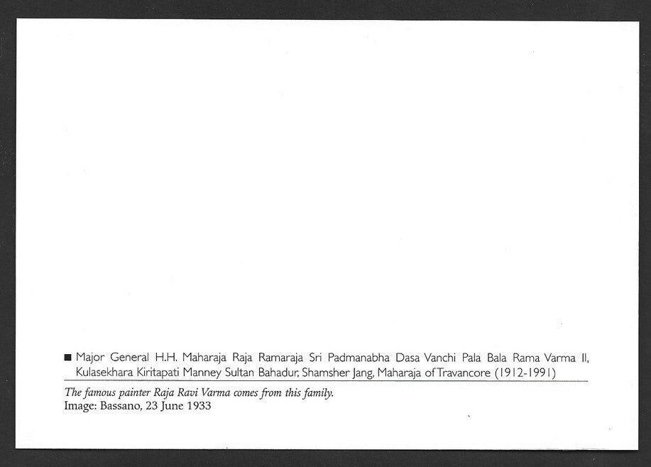 India 2010 Princely States maxi card Rama Varma II, Maharaja of Travancore