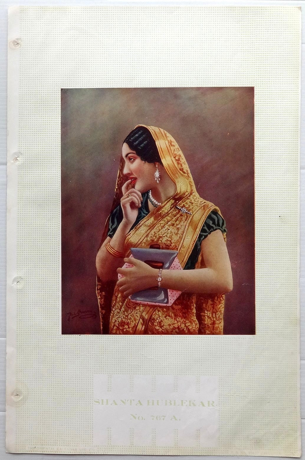 Indian Bollywood 1938 oriental calendar SHANTA HUBLEKAR 11" x 17” Ӝ