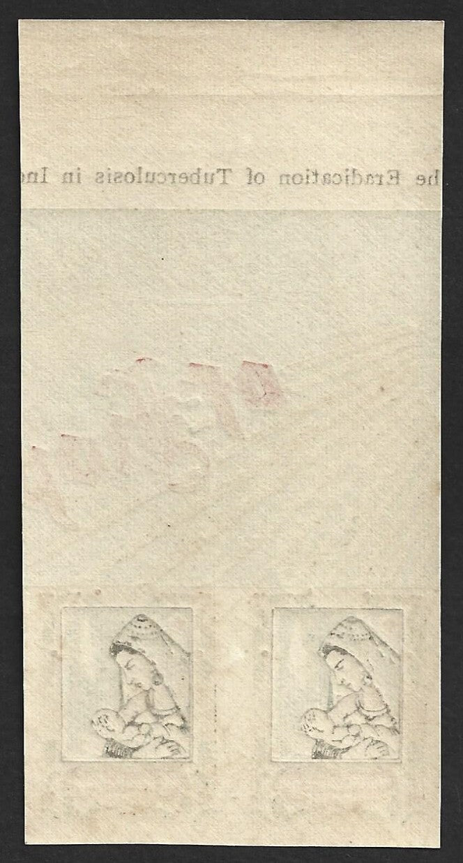 (AOP) India 1960-61 TB seal IMPERF PAIR MNH