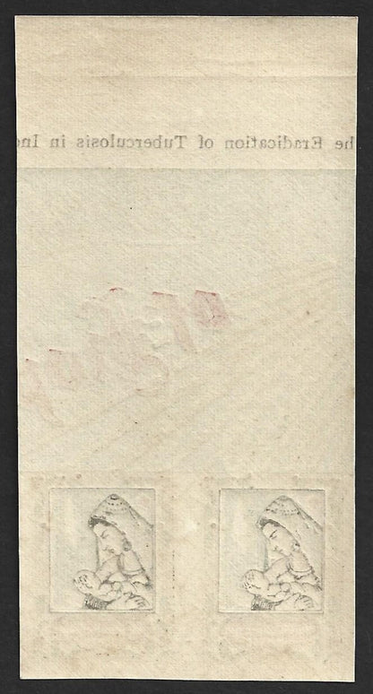 (AOP) India 1960-61 TB seal IMPERF PAIR MNH