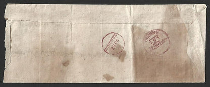 AOP India Indore Holkar State c. 1896 stampless cover NARAYANGANJ to INDORE