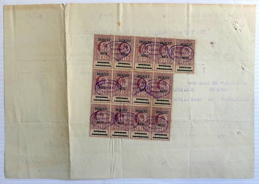 India KEdVII 1R Broker’s Note x 13 on Contract Note. Bft #4