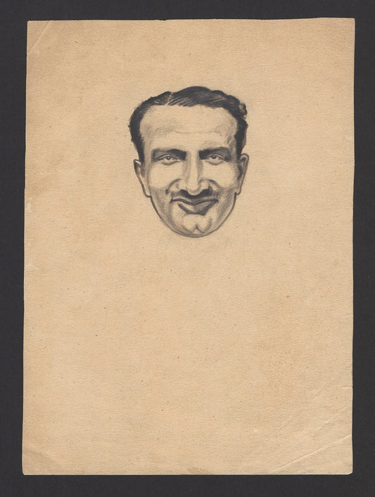Cricket India 1936 England tour C K Nayudu pencil sketch by cartoonist R Booch Ӝ