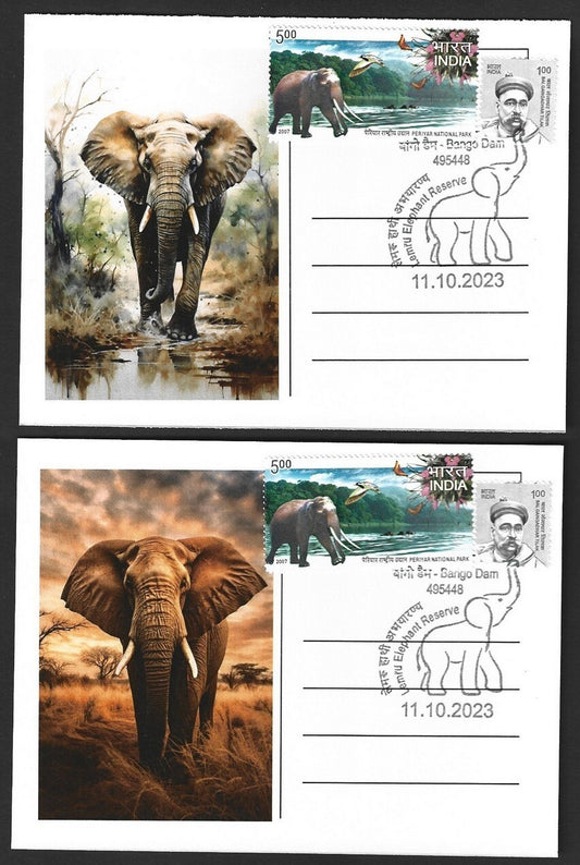 India 2023 LEMRU ELEPHANT RESERVE Special postcards (5)