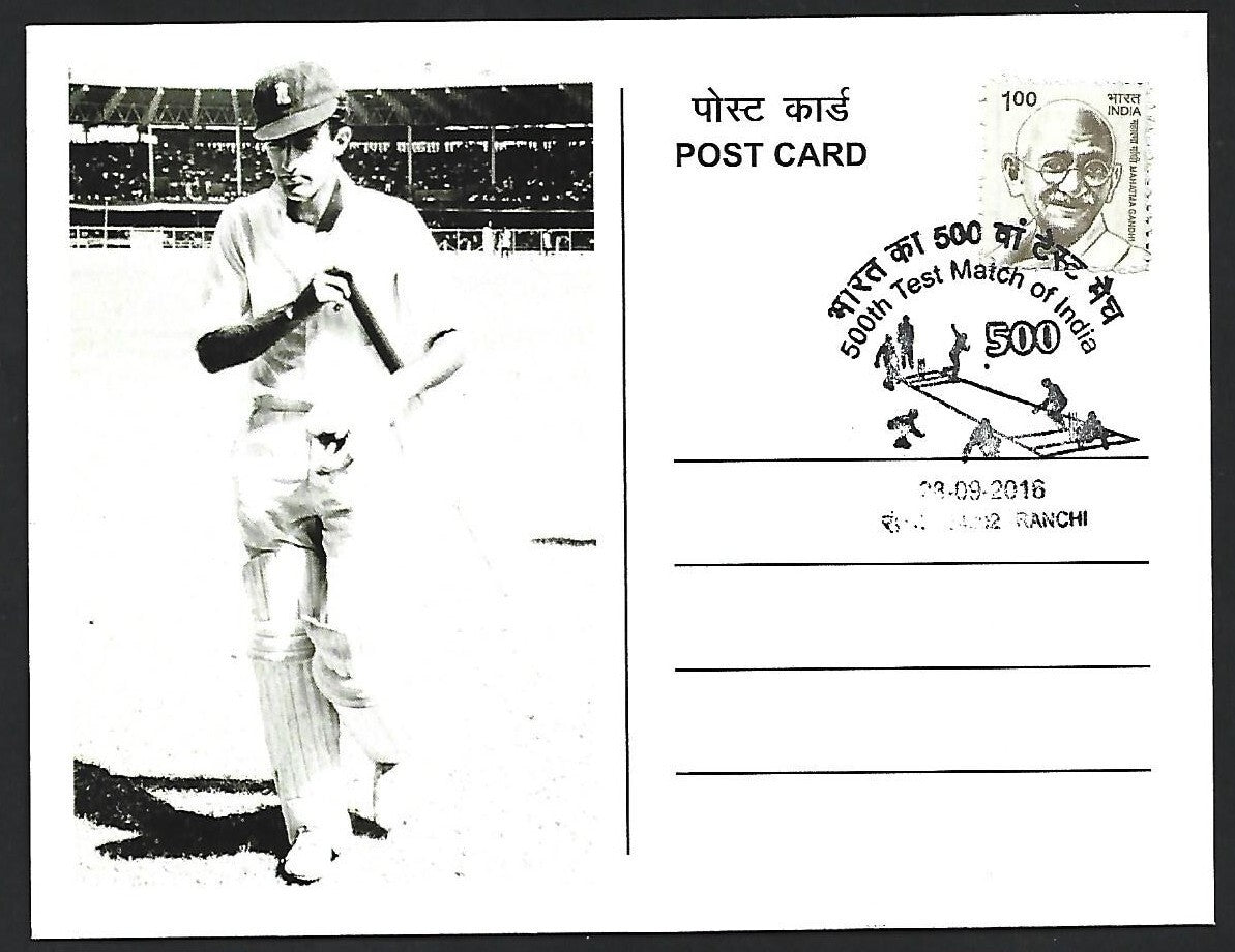 India Special CRICKET card 500th Test Match of India MANSOOR ALI KHAN