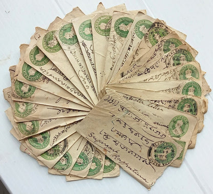 AOP India KGV 1/2a green envelopes x 100 selected for condition WHOLESALE