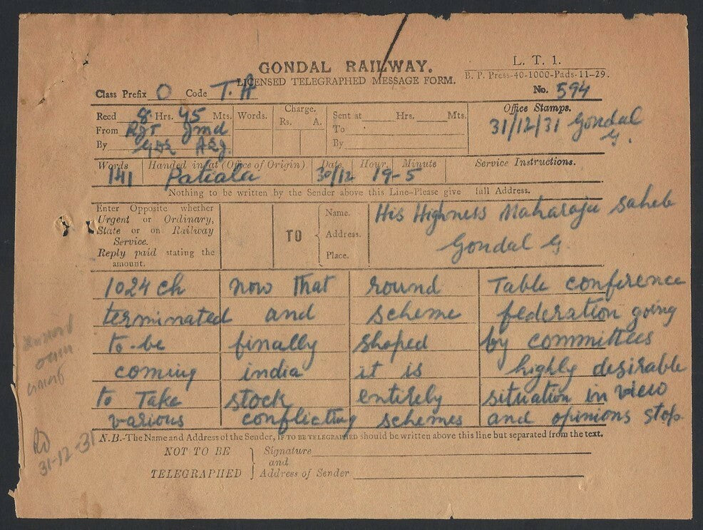 India 1931 Round Table conference correspondence