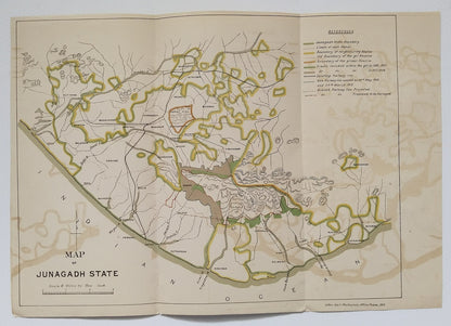 AOP India 1913 MAP of Junagadh State 33x48cm