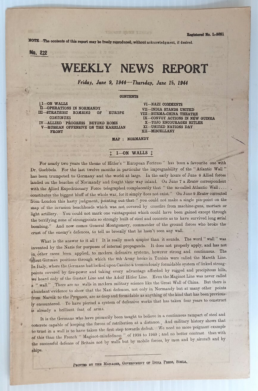 AOP India WW2 War News Weekly 1944 CONVOY ACTIONS IN NEW GUNEA 8pgs