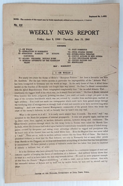 AOP India WW2 War News Weekly 1944 CONVOY ACTIONS IN NEW GUNEA 8pgs