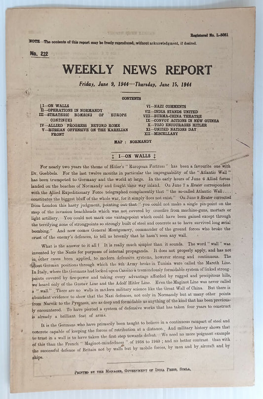 AOP India WW2 War News Weekly 1944 CONVOY ACTIONS IN NEW GUNEA 8pgs