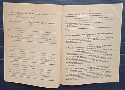 India 1939 POSTAL NOTICE Correction to Post and Telegraph Guide Sept 1939 #22
