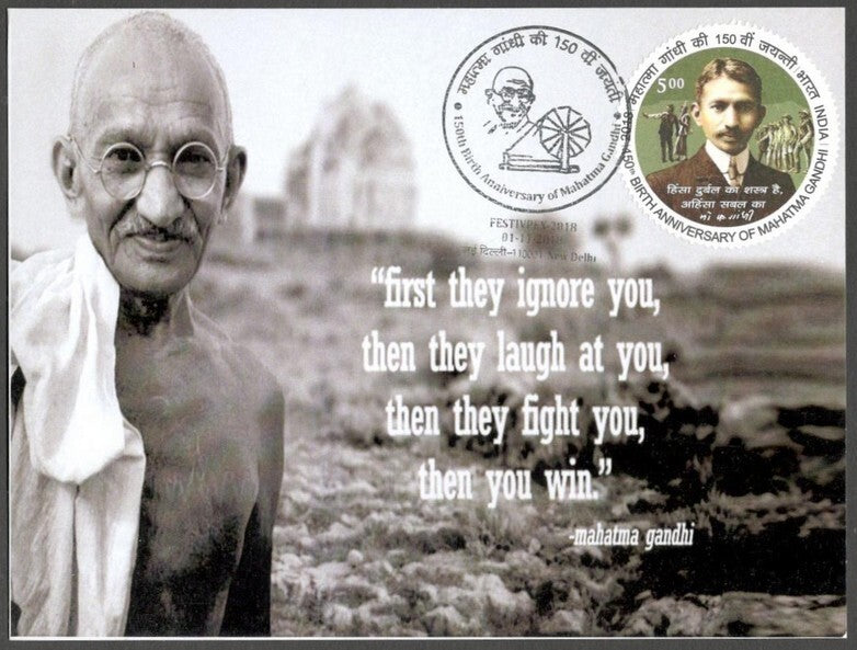 AOP India MAHATMA GANDHI 150th Birth Anniversary Year slogan on Special card