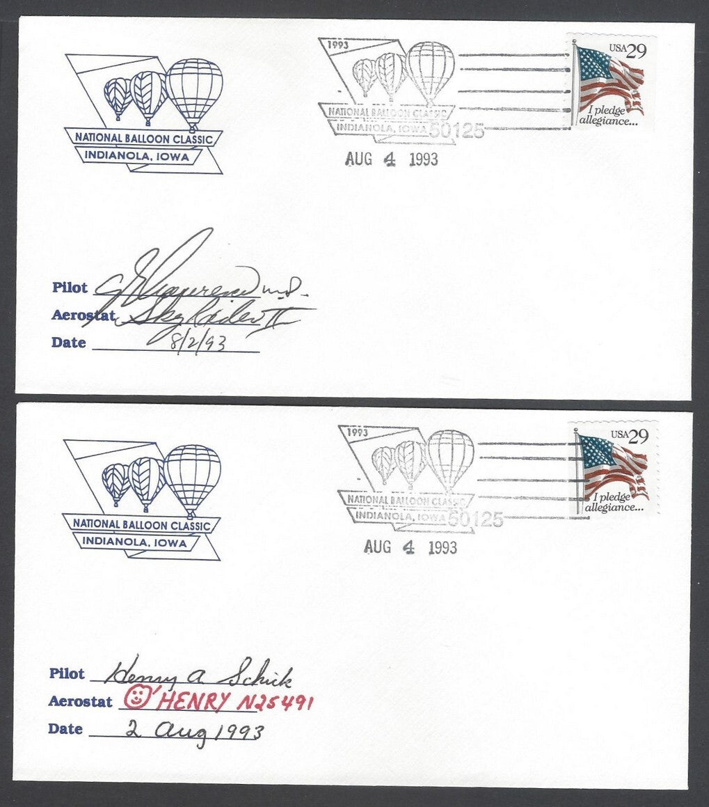 National Balloon Classic, Indianola 1993 covers signed by Pilots (10)